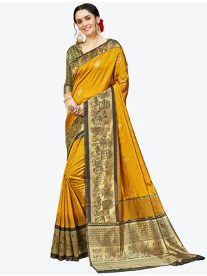Mustard Banarasi Silk Designer Saree small FABSA20929