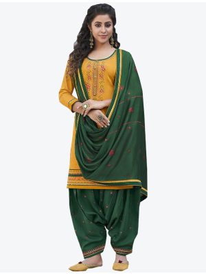 Mustard Cotton Patiala Suit with Dupatta small FABSL20321