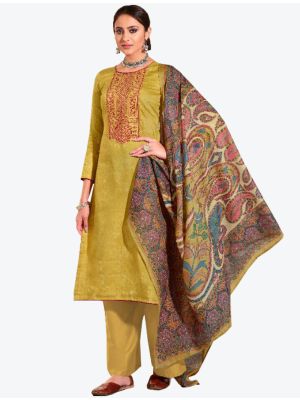Mustard Yellow Cotton Semi Stitched Plazzo Suit with Dupatta small FABSL20343