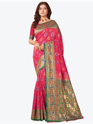 Pink Banarasi Pure Silk Designer Saree small FABSA20919