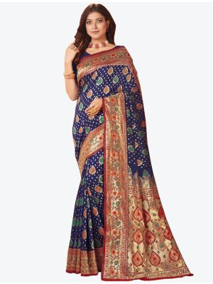 Royal Blue Banarasi Pure Silk Designer Saree small FABSA20918