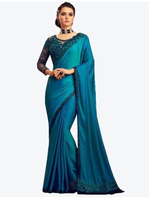 Blue Costa Silk Designer Saree small FABSA20969