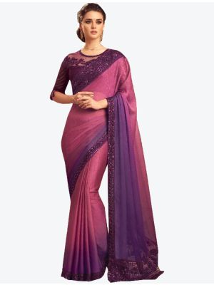 Pink Glorious Chiffon Designer Saree small FABSA20973