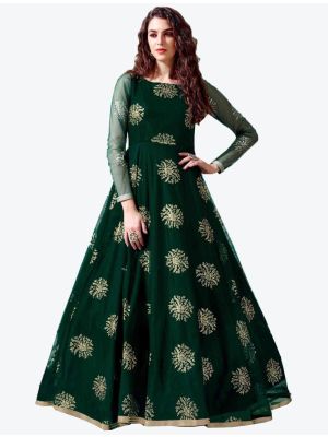 royal green net designer gown   swatch fabgo20075