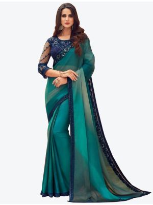 Rama Digital Printed Chiffon Designer Saree small FABSA21058