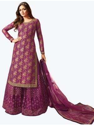 Magenta Heavy Jacquard Diamond Embroidered Palazzo Suit FABSL20486