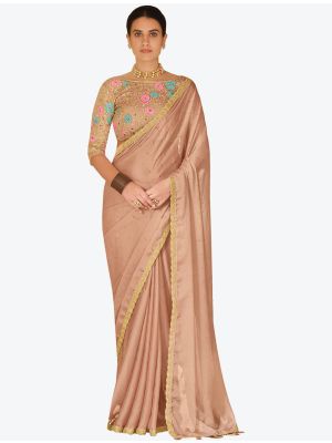 Pinkish Beige Premium Organza Festive Wear Designer Saree small FABSA21210