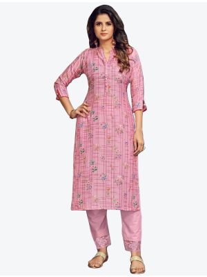light purple modal muslin digital printed kurti with pant fabku20477
