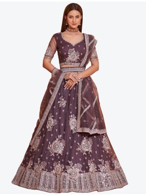 Grape Purple Soft Net Wedding Wear Heavy Designer Lehenga Choli small FABLE20204