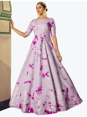 light purple premium cotton semi stitched party wear anarkali gown   small fabgo20145
