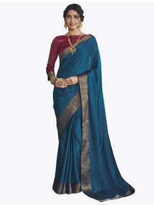 Blue Chiffon Dyed Fabric Designer Saree thumbnail FABSA20723