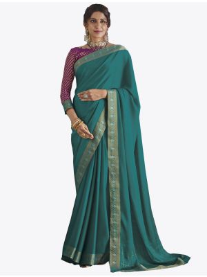 Blue Chiffon Dyed Fabric Designer Saree thumbnail FABSA20731