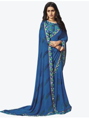 Blue Georgette Designer Saree thumbnail FABSA20648