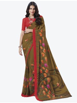 Brown Chiffon Designer Saree small FABSA20708