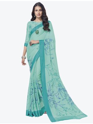 Light Blue Chiffon Designer Saree small FABSA20711
