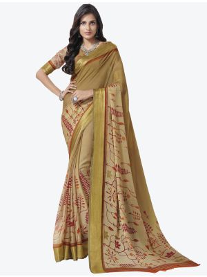 Light Brown Chiffon Designer Saree small FABSA20713