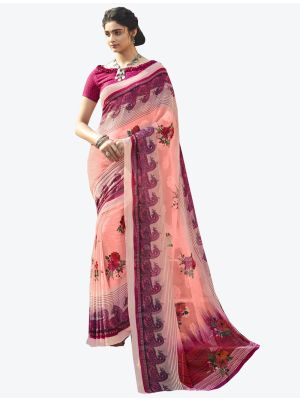 Light Pink Georgette Butta Designer Saree small FABSA20643
