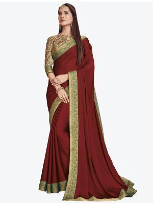Maroon Chiffon Dyed Fabric Designer Saree small FABSA20678