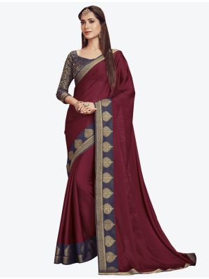 Maroon Chiffon Dyed Fabric Designer Saree small FABSA20685
