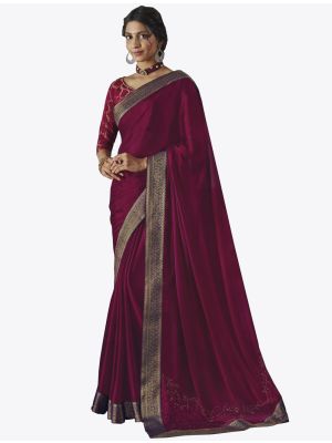 Maroon Chiffon Dyed Fabric Designer Saree small FABSA20726