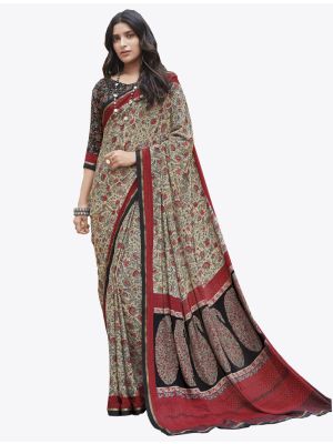 Multicolor Satin Crape Designer Saree small FABSA20757