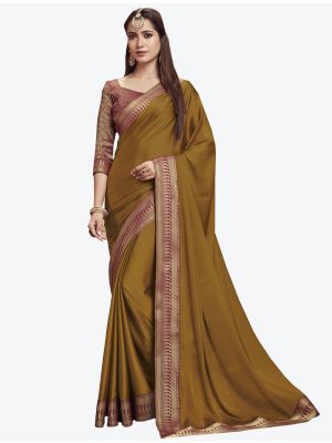 Mustard Chiffon Dyed Fabric Designer Saree thumbnail FABSA20680