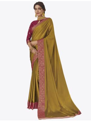 Mustard Chiffon Dyed Fabric Designer Saree thumbnail FABSA20724