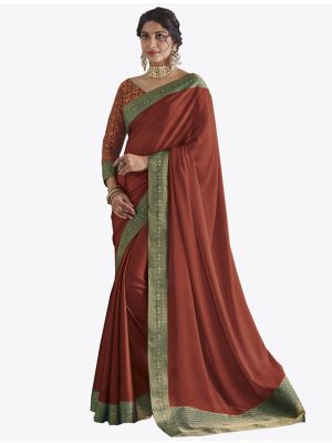 Orange Chiffon Dyed Fabric Designer Saree thumbnail FABSA20733
