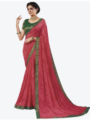 Pink Georgette Designer Saree small FABSA20655