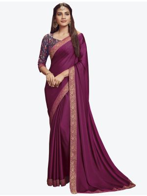 Purple Chiffon Dyed Fabric Designer Saree small FABSA20681