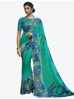 Rama Georgette Butta Designer Saree small FABSA20637