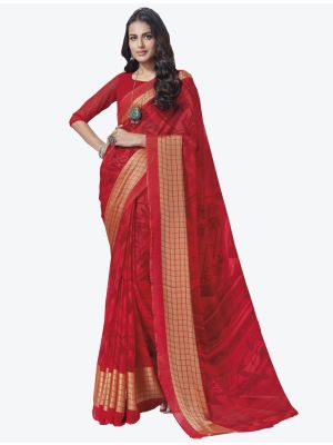 Red Chiffon Designer Saree small FABSA20718