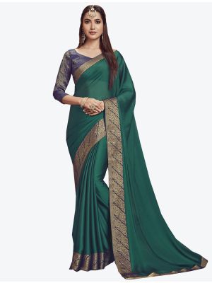 Teal Chiffon Dyed Fabric Designer Saree small FABSA20683