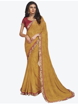 Yellow Georgette Designer Saree small FABSA20649