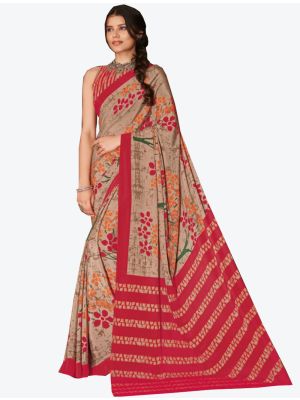 Beige and Pink Crepe Designer Saree small FABSA20860