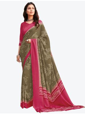Beige Crepe Designer Saree small FABSA20862