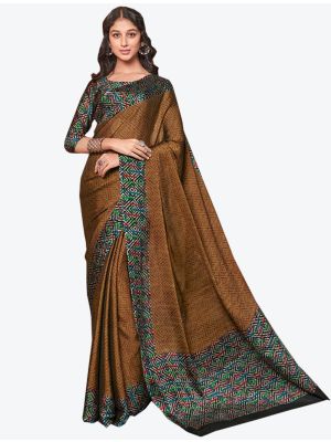 Brown Chiffon Designer Saree small FABSA20852