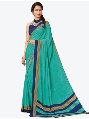 Cyan Crepe Designer Saree small FABSA20855