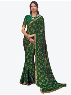 Green Chiffon Designer Saree small FABSA20815