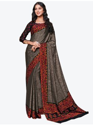 Grey Chiffon Designer Saree small FABSA20846