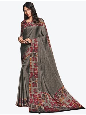 Grey Chiffon Designer Saree small FABSA20849