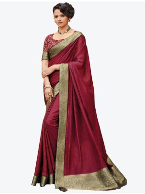 Maroon Banarasi Jacquard Designer Saree thumbnail FABSA20821