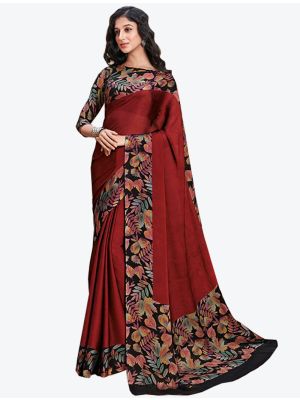 Maroon Chiffon Designer Saree small FABSA20844