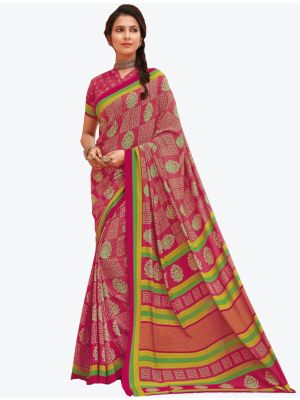 Pink Crepe Designer Saree small FABSA20857