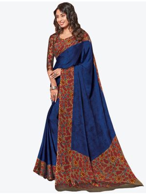 Royal Blue Chiffon Designer Saree small FABSA20847