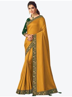 Mustard Soft Silk Designer Saree small FABSA20903