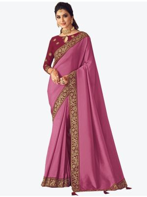 Pink Soft Silk Designer Saree small FABSA20904