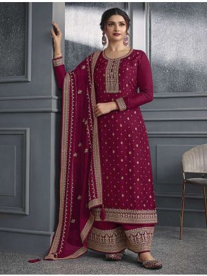 Wine Dola Silk Semi Stitched Salwar Kameez small FABSL21893