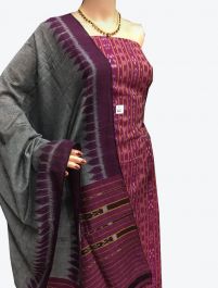 Beige - Sambalpuri Ikat Pure Cotton Suit Set with Dupatta for women 07