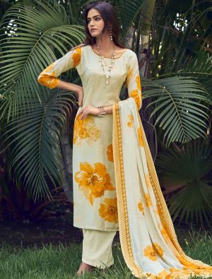 Cream Muslin Digital Printed Elegant Salwar Kameez small FABSL22024